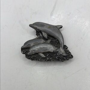 Vtg 1978 Bergamot Brass Works Gray Dolphin Belt Buckle Made In USA Collectible